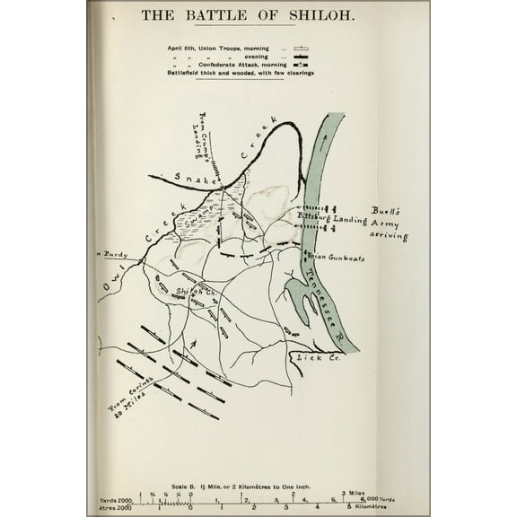 24"x36" Gallery Poster, civil war map battle of shiloh