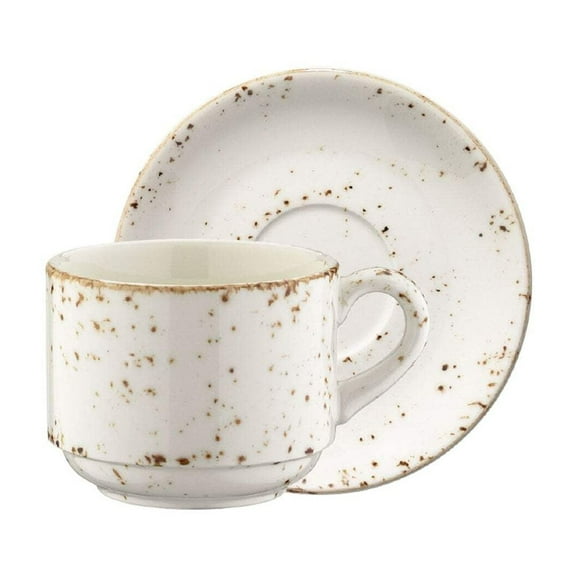 Grain Stacking 7 oz. Coffee Cup Saucer Set for 2