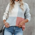 thumbnail image 6 of Womens Casual Pullover Sweaters Long Sleeve Turtleneck Color Block Knitted Sweater Jumper Tops, 6 of 6