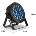 thumbnail image 3 of Cañón Led Wash Steelpro OM-18RM-A 18 Leds x 15W RGBW + Ámbar + White Full Color 8 Canales DMX Audiorítmico Cuerpo de Aluminio Dimmer y Estrobo, 3 of 4