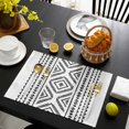 thumbnail image 3 of Black Boho Placemats Set of 4, Vintage Southwestern Geometric Stripes Placemats for Dining Table, Place Mats for Kitchen Tabletop, Waterproof Wipeable Dining Table Mats Set, 3 of 9