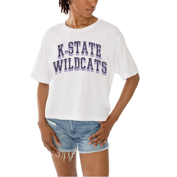 Women's Gameday Couture White Kansas State Wildcats Claim To Fame Boxy Cropped T-Shirt
