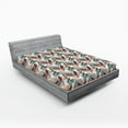 thumbnail image 2 of Ambesonne Bird Print Fitted Sheet, Art Jungle Leaves Summer, California King, Dark Teal Cinnamon Rose, 2 of 5