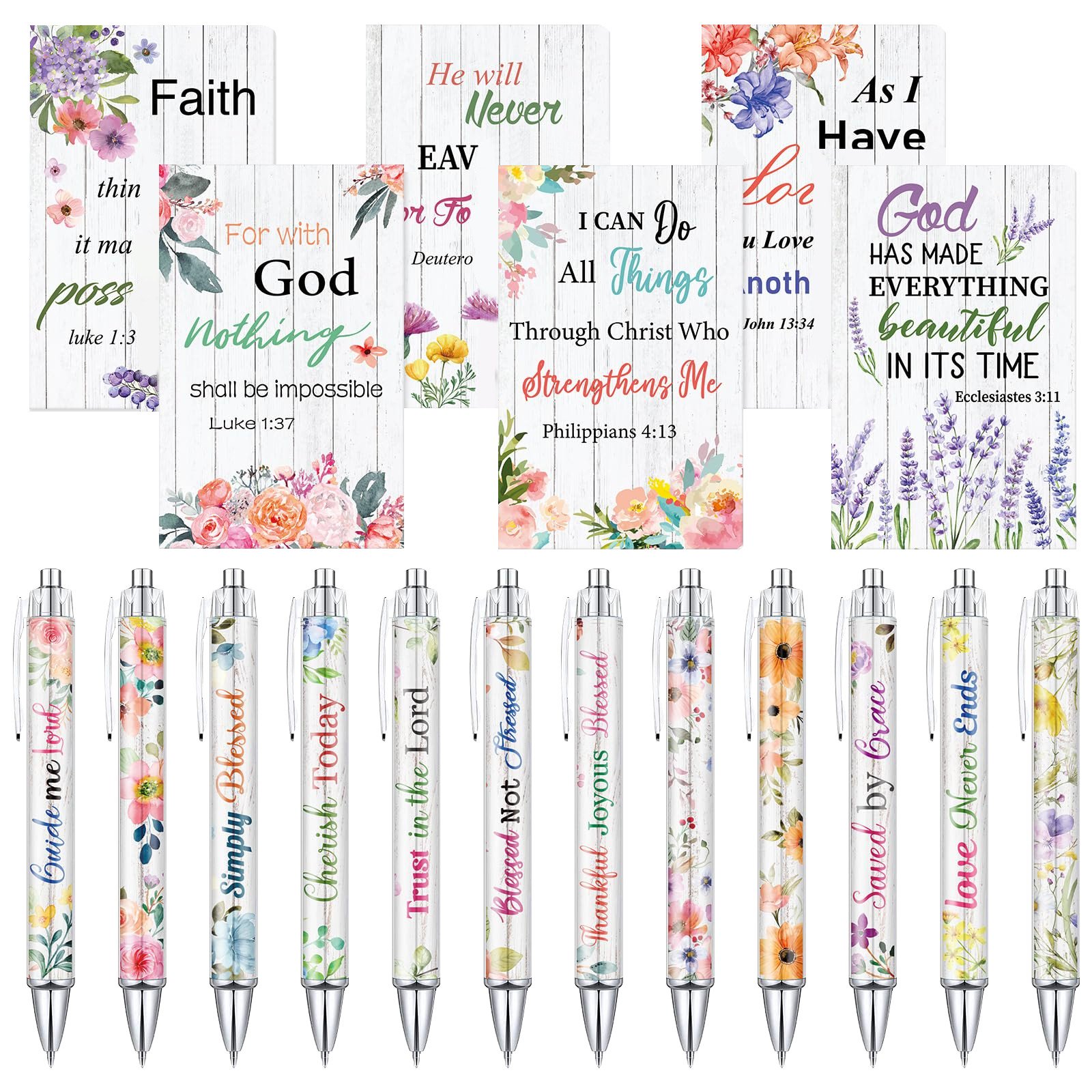 Christian Gift Set With Inspirational Pens Notebooks Bookmarks And Journal For Sunday School And Church - Style B