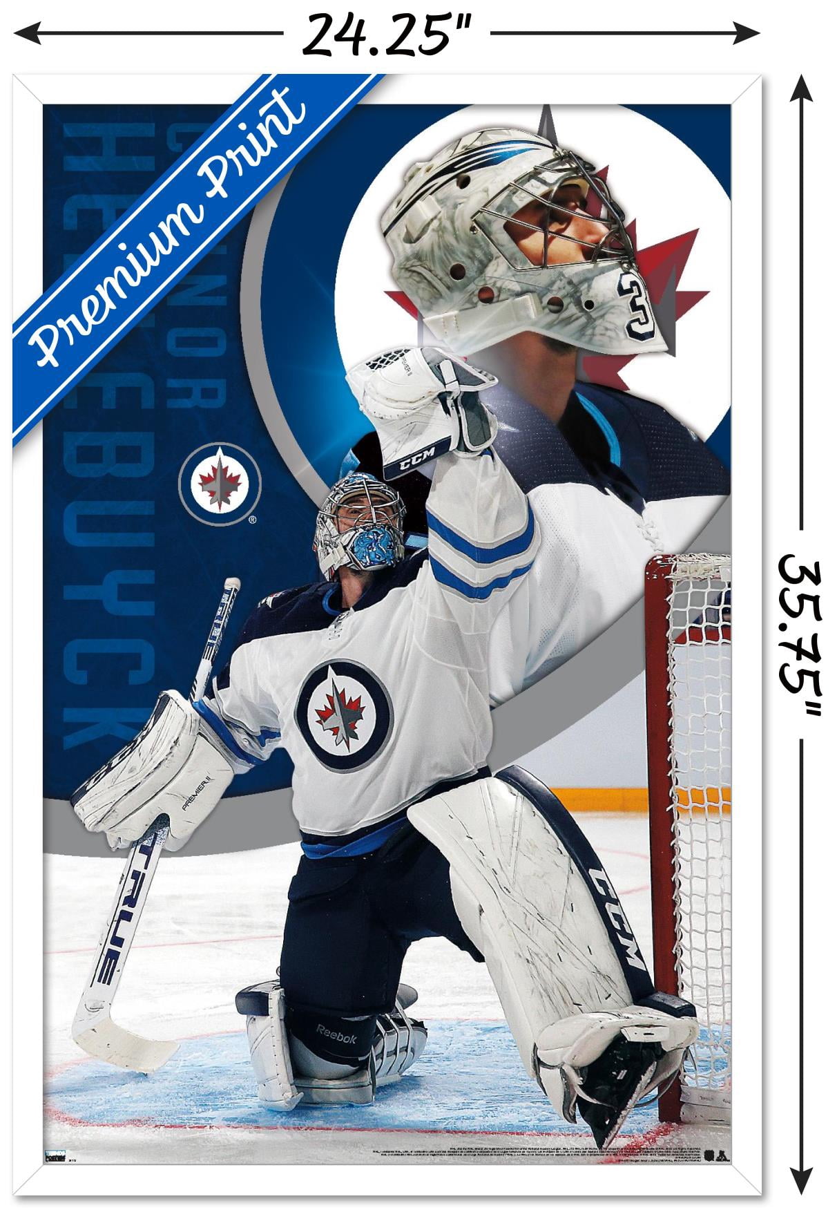 NHL Winnipeg Jets - Connor Hellebuyck 20 Wall Poster, 22.375" x 34", Framed
