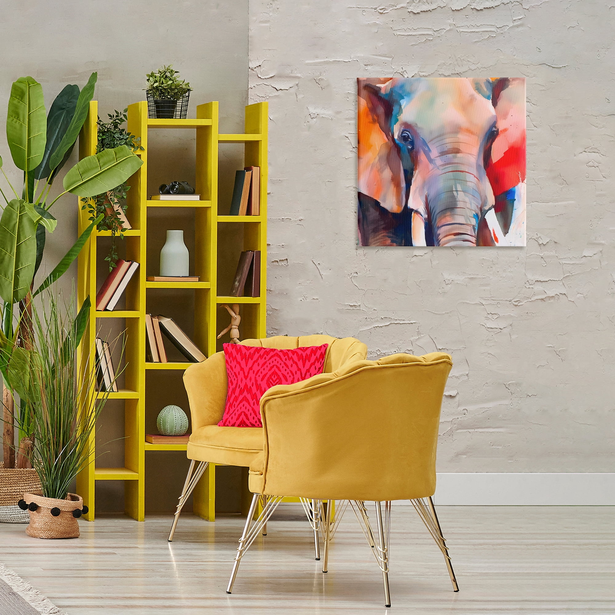 Stupell Industries Close Up Elephant Face Animals & Insects Painting Gallery Wrapped Canvas Art Print Wall Art, 24 x 24