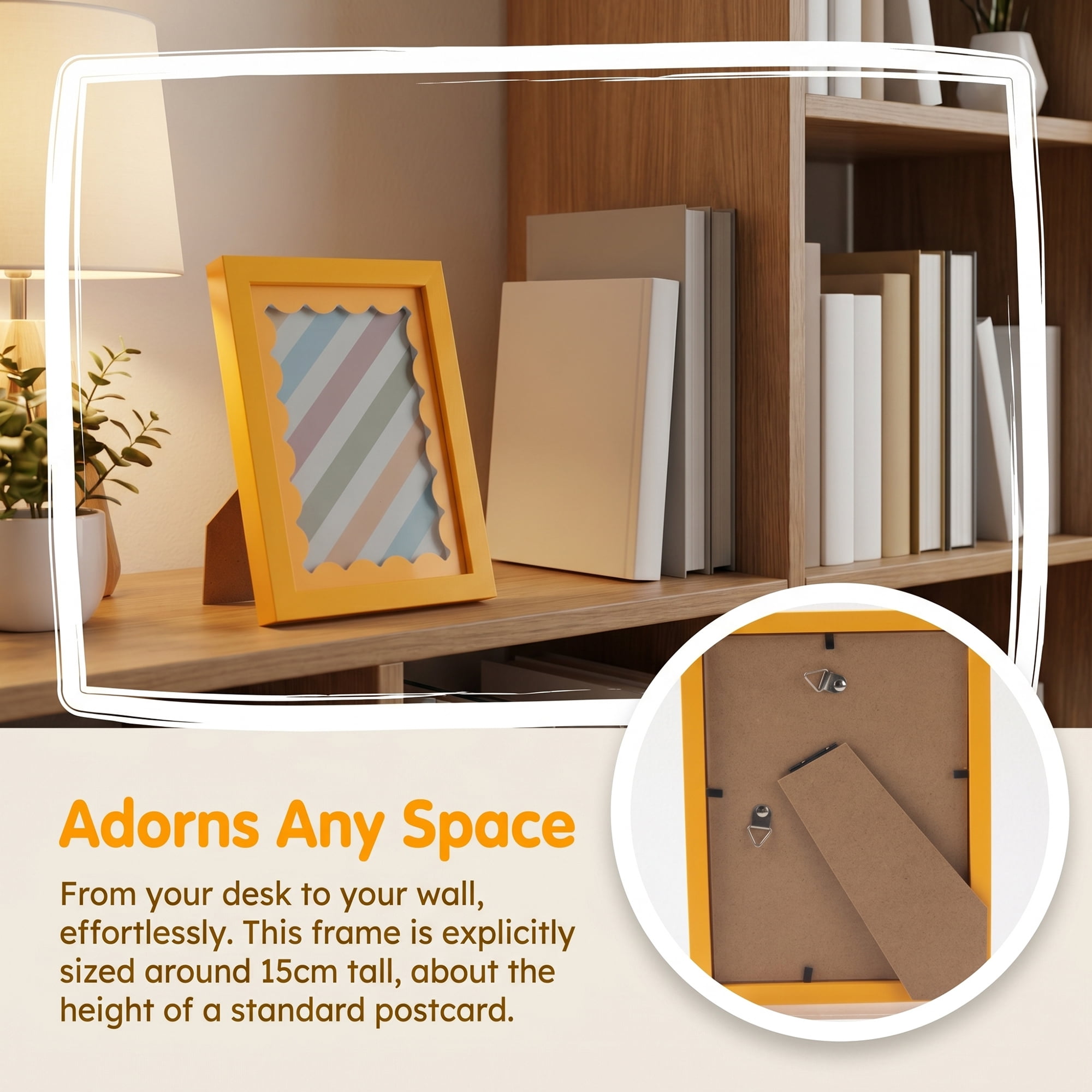 Unique Bargains MDF Wood Cute Wavy Picture Frame Yellow 5" x 7"