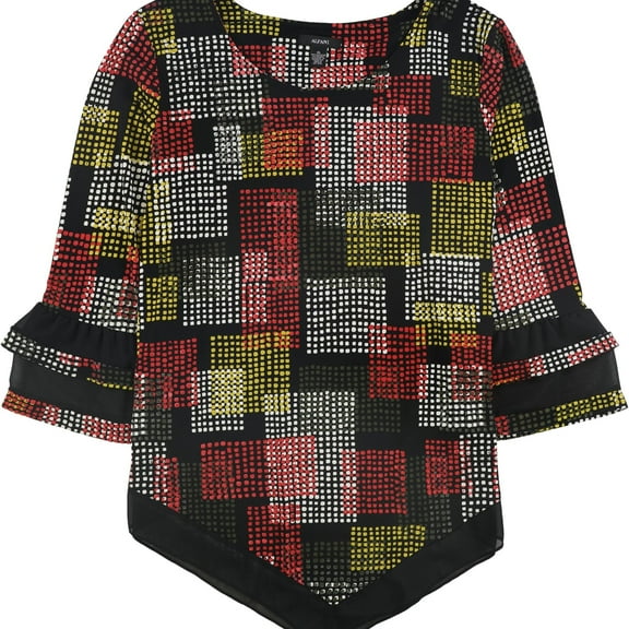 Alfani Womens V Hem Pullover Blouse, Multicoloured, X-Small