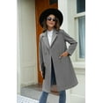thumbnail image 4 of Womens Fall WinterNotched Lapel Collar Double Breasted Pea Coat Wool Blend Over Coats Long Jackets, 4 of 6