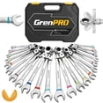 thumbnail image 1 of Juego de llaves GRENPRO Flex-Head Ratcheting, 23 piezas, métricas y SAE, 1 of 7