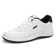 thumbnail image 2 of Men's White Leather-Look Casual Sneakers, Lace-Up Low-Top Shoes for Everyday Wear, Work, and Travel, 2 of 10