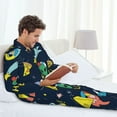 thumbnail image 6 of Yiaed Funny Spaceships Print Men’s Pajamas Set - Long Sleeve Button Down Sleep Shirt and Pajama Bottoms Sleepwear Set Mens Pjs Sets Men's Pajama Bottoms-Small, 6 of 7