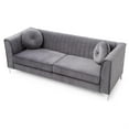 thumbnail image 3 of Passion Furniture Delray 87 in. Gray Velvet 2-Seater Sofa with 2-Throw Pillow, 3 of 3
