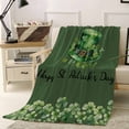 thumbnail image 4 of Throw Blanket Fleece Throw Blanket 40x50in, St. Patrick'S Day Hat Shamrock Gradient Soft Lightweight Bed Blankets Dark Green Vintage Linen Fuzzy Couch Blankets for All Season, 4 of 9