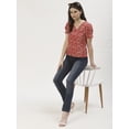 thumbnail image 4 of DressBerry Women's Printed Cotton Poplin Short Puffed Sleeves Blouse Buttoned Closure V Neck Lightweighted Casual&nbsp;Summer Wear Waist Length Regular Top, 4 of 7