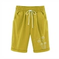 thumbnail image 2 of Axiiglly Linen Cotton Womens Shorts, Print Drawstring Elastic Waist Bermuda Shorts with Pockets, Casual Loose Summer Holiday Beach Shorts, Gifts for Women S-2XL, 2 of 3