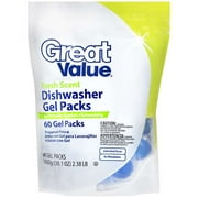 Great Value: Fresh Scent Dishwasher Gel Packs, 60 ct