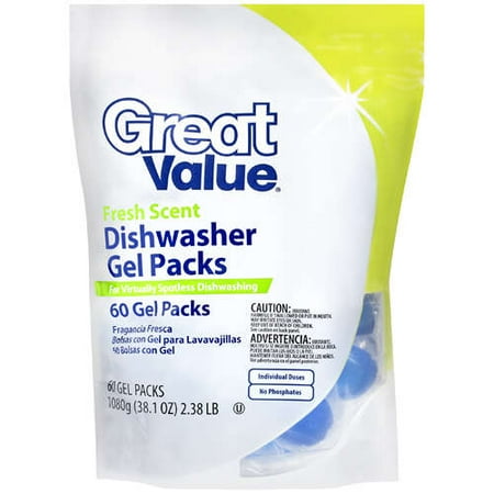 Great Value: Fresh Scent Dishwasher Gel Packs, 60 ct