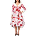 thumbnail image 4 of 2026 Valentines Day Dresses for Women V Neck High Low Vintage A-Line Swing Party Cocktail Dress Pink L, 4 of 5