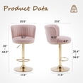 thumbnail image 2 of Farini Swivel Bar Stools Set of 2, Upholstered Adjustable BarStools with Backrest & Metal Base, Counter Height Island Chairs for Kitchen, Dining Room, Pink, 2 of 8