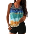 thumbnail image 2 of Womens Swimsuit Printed Color Athletic Split Bathing Suit Waist Training Tummy Swimwear, 2 of 3