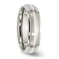 thumbnail image 4 of Stainless Steel Sterling Silver Inlay Ridged Edge Brushed and Polished Band, 4 of 6