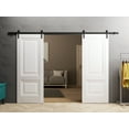 thumbnail image 3 of Sturdy Double Barn Door 48 x 80 inches with | Lucia 8831 White Silk | 13FT Rail Hangers Heavy Set | Solid Panel Interior Doors, 3 of 5