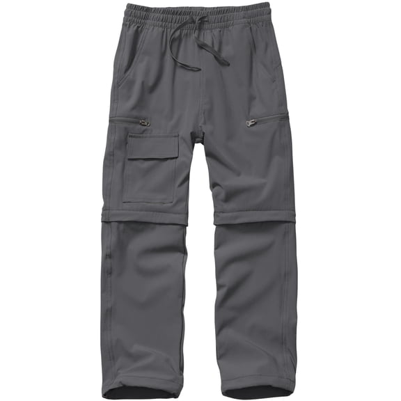 liyiyiyia Boy's Zip Off Pants Quick Dry Hiking Pants Kids Gray Scout Pants Outdoor Climbing Waterproof Trouser