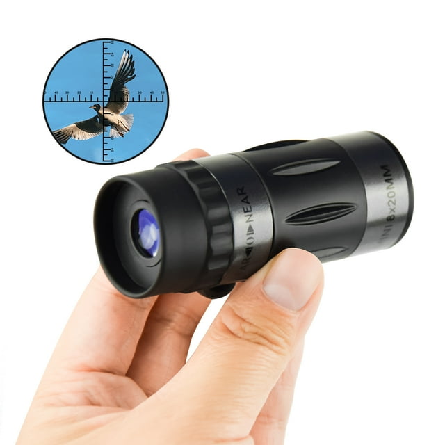 Mistaha Compact 8x20 Monocular Telescope with BAK4 Prism, Multi-Coated Optics, Crosshair Ranging, Lightweight Design for Bird Watching, Hiking - Black