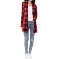 thumbnail image 7 of Women Colorblock Plaid Elbow Patch Long Sleeves Cardigan, 7 of 7
