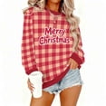 thumbnail image 6 of Yteetum Women's Christmas Crewneck Sweartshirts Oversize Merry Christmas Plaid Raglan Letter Print Fleece Pullover Hoodless Sweatshirt Top Womens Round Neck Xmas Holiday Sweatshirt Fall Clothes, 6 of 9