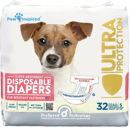 UPC: 0682198732194 | Paw Inspired Disposable Dog Diapers Female| Puppy  Doggie  Cat  Pet Diapers |Diapers for Dogs in Heat Period  Diapers that Stay on  Senior  Excitable Urination  or Incontinence (Small  32 Count)