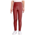 thumbnail image 1 of MSemis Girls Jazz Dance Leggings Metallic Ribbed Elastic Waistband Solid Color Toursers for Hip-hop Performance Red 140, 1 of 7