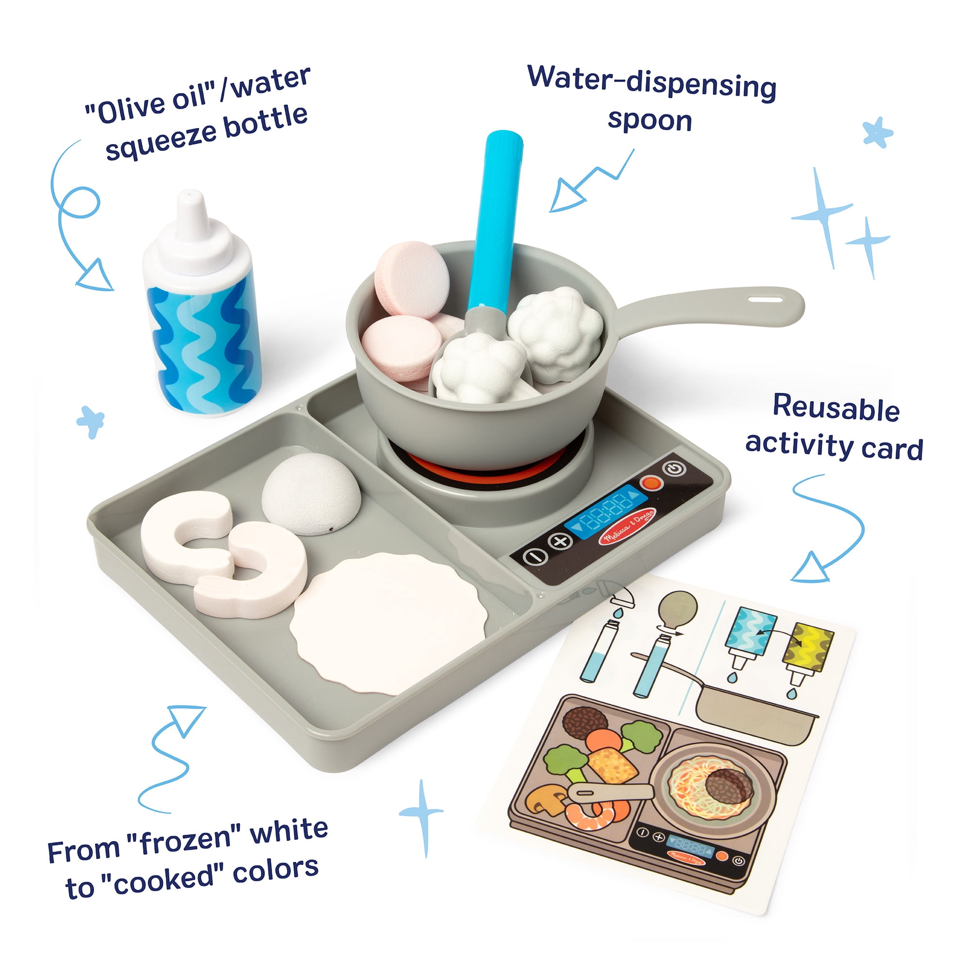 Melissa & Doug Simmer & Stir Stovetop Play Set with Water WOW!® Color Changing Play Food Preschool Toy Ages 3+