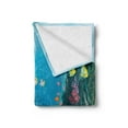 thumbnail image 2 of Fish Soft Flannel Fleece Throw Blanket, Underwater Landscape with Tropical Fish and Algae Polyps Descriptive Nautical Image, Cozy Plush for Indoor and Outdoor Use, 60" x 80", Multicolor, by Ambesonne, 2 of 5