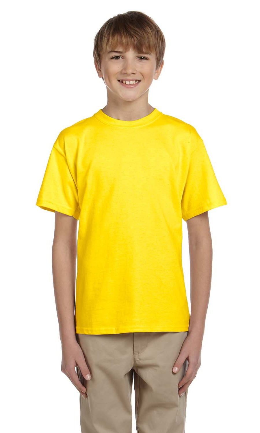 Hanes The Hanes Youth 52 oz, 50/50 EcoSmart TShirt YELLOW XL