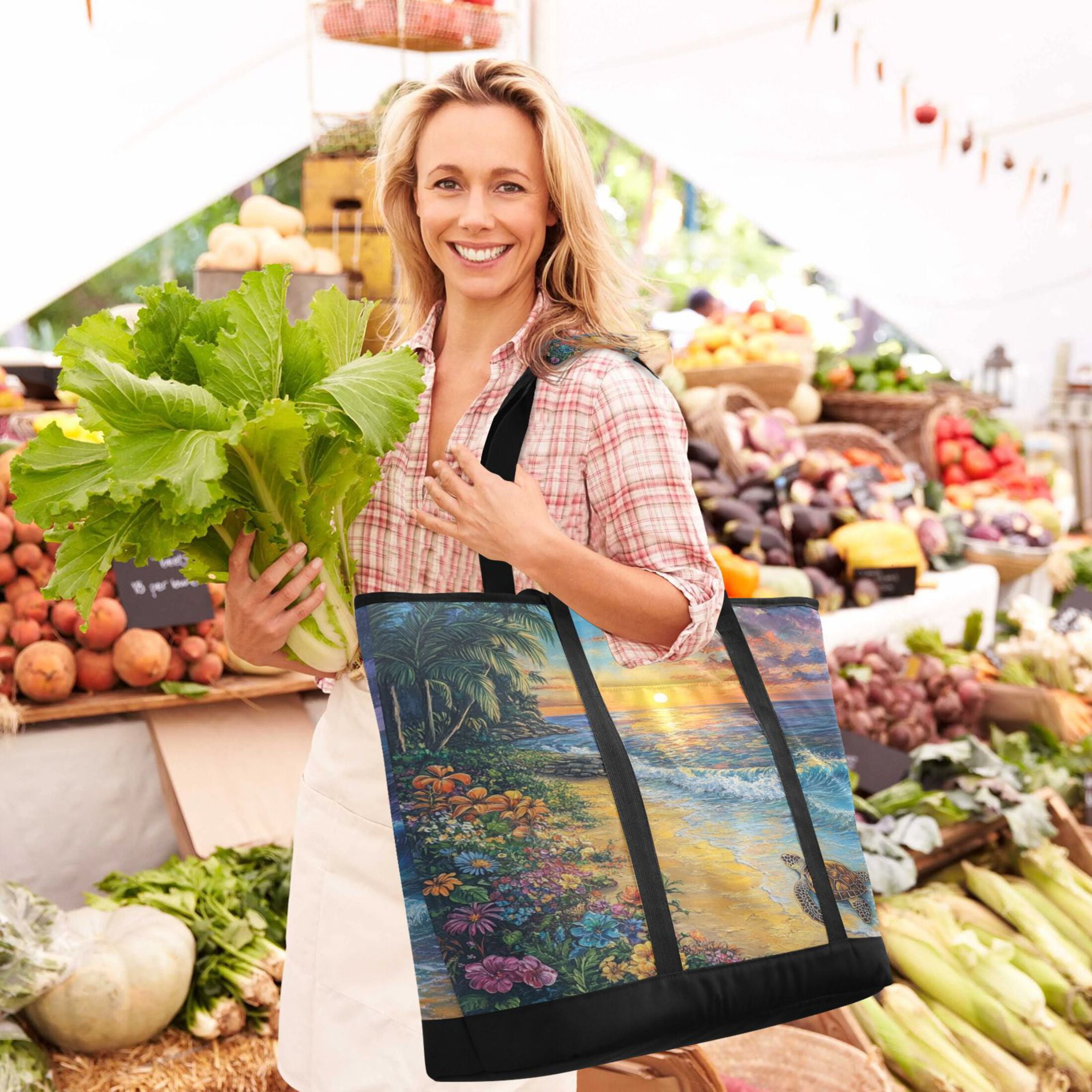 Large Hand-held Ice Pack Picnic Bag Insulation and Refrigeration Suitable for Shopping Picnics and Camping Beautiful Turtle