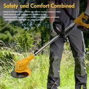 650W Weed Trimmer Cordless, 24V 2000mAh Battery Operated Weed Eater Electric Grass Trimmer with Wheels, 3 in 1 Battery Powered Weed Wacker with 3 Types Blades for Yard Garden, Yellow