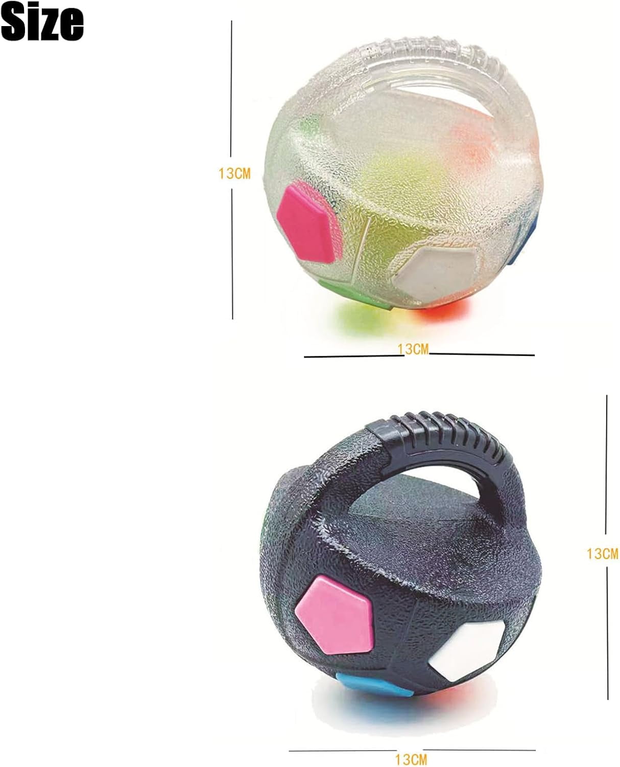 Dog Calming Ball with Handle, Interactive Chew Toy with Squeaking Sound for Anxiety Relief, Durable Rubber Fetch Toy