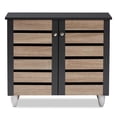 thumbnail image 3 of Baxton Studio Gisela Two-Tone Oak Wood 2-Door Shoe Cabinet in Dark Gray, 3 of 9