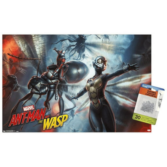 Marvel Cinematic Universe - Ant-Man and the Wasp - Flight Wall Poster with Push Pins, 14.725" x 22.375"