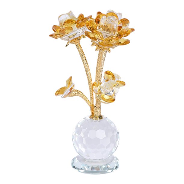 Lotus Flower Figurine Artwork Collectible para Mantels Bookshelves Aniversario Amarillo