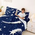 thumbnail image 3 of Manfei Dreamy Stars Queen Sheets,Galaxy Theme Queen Sheet Sets,Navy White,4pcs,1 Flat Sheet,1 Fitted Sheet and 2 Pillowcases, 3 of 6