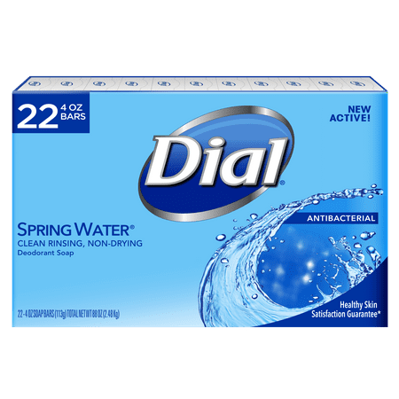 Dial Antibacterial Bar Soap, Spring Water, 4 Ounce, 22 Bars