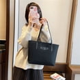 thumbnail image 1 of Bolso de hombro de gran capacidad a la moda para mujer, bolso con asa superior de lino PU (negro), 1 of 4