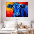 thumbnail image 2 of Elephant Stock Blue Cow Wall Art - Horizontal Canvas Wall Art - Living Room Wall Decor - Animal Canvas - Blue And Red Decor By Marion Rose - 51" x 34", 2 of 8