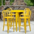 thumbnail image 2 of Flash Furniture Tristan Commercial Grade 30" Round Yellow Metal Indoor-Outdoor Bar Table Set with 4 Vertical Slat Back Stools, 2 of 5
