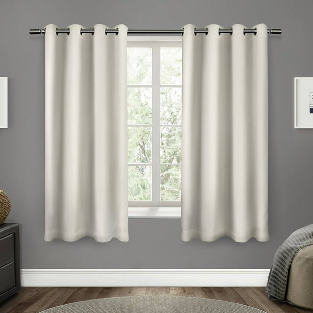 Exclusive Home Rideaux EH7982-01 2-96G Sergé de Satin Tissé Noircissement Paire de Panneau de Rideau Supérieur, 52x96, Vanille, 2 Pièces
