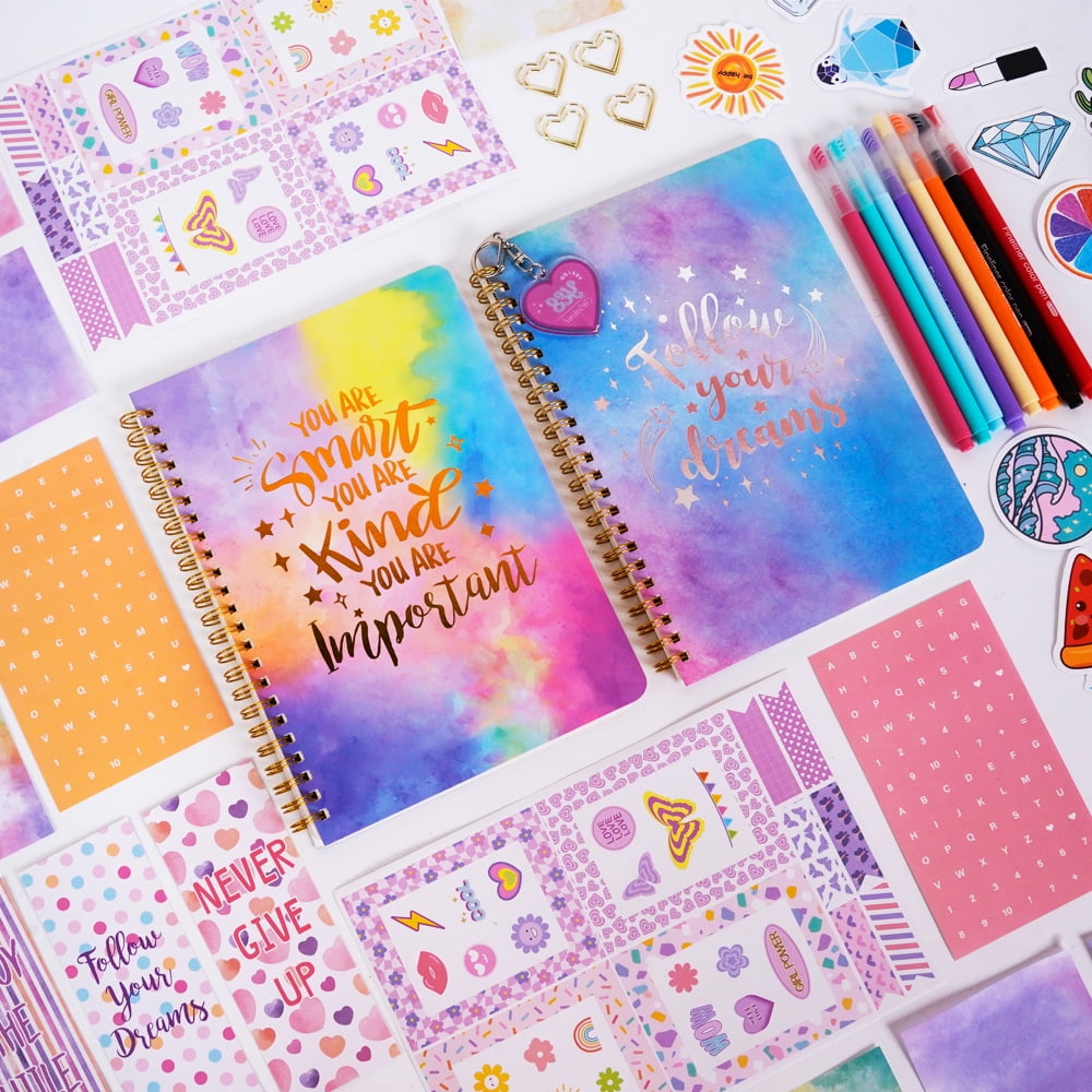 DIY Journal Kit for Girls, Journaling Notebooks Art Crafts Kit, Teen Tween Girls Gifts for 8 9 10 11 12 13 14 Year Old Girl, Scrapbook & Diary Supplies Set