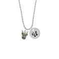 thumbnail image 2 of Delight Jewelry Silvertone Small Viking - Mascot Silvertone Script Initial Disc - U - Charm Necklace, 20"+3", 2 of 4